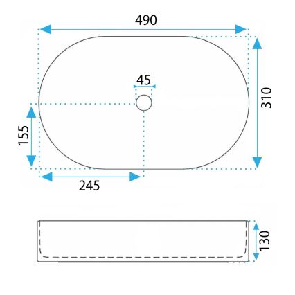 REA-U3611 - Επιτραπέζιος νιπτήρας VANDA 31x49 cm κεραμικός/σκούρο πράσινο