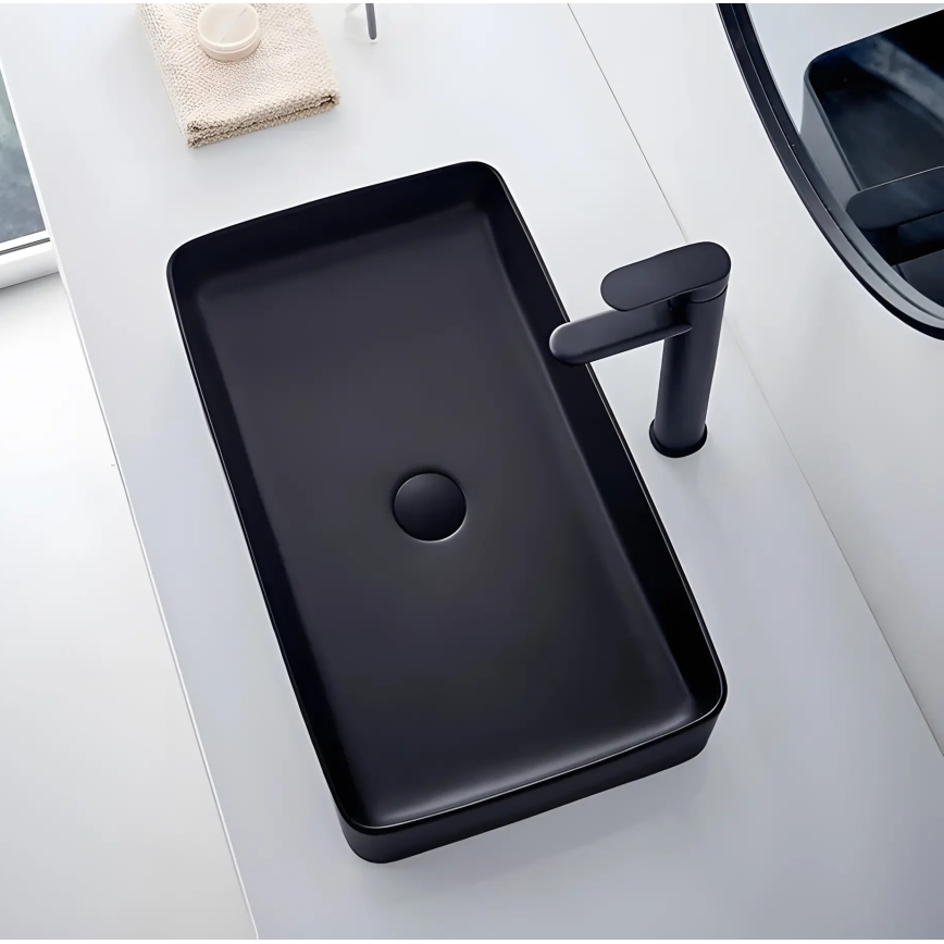 REA-U3690 - Επιτραπέζιος νιπτήρας DENIS 35x61 cm κεραμικός/ματ μαύρο
