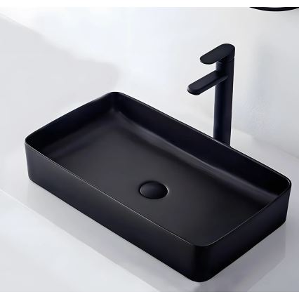 REA-U3690 - Επιτραπέζιος νιπτήρας DENIS 35x61 cm κεραμικός/ματ μαύρο