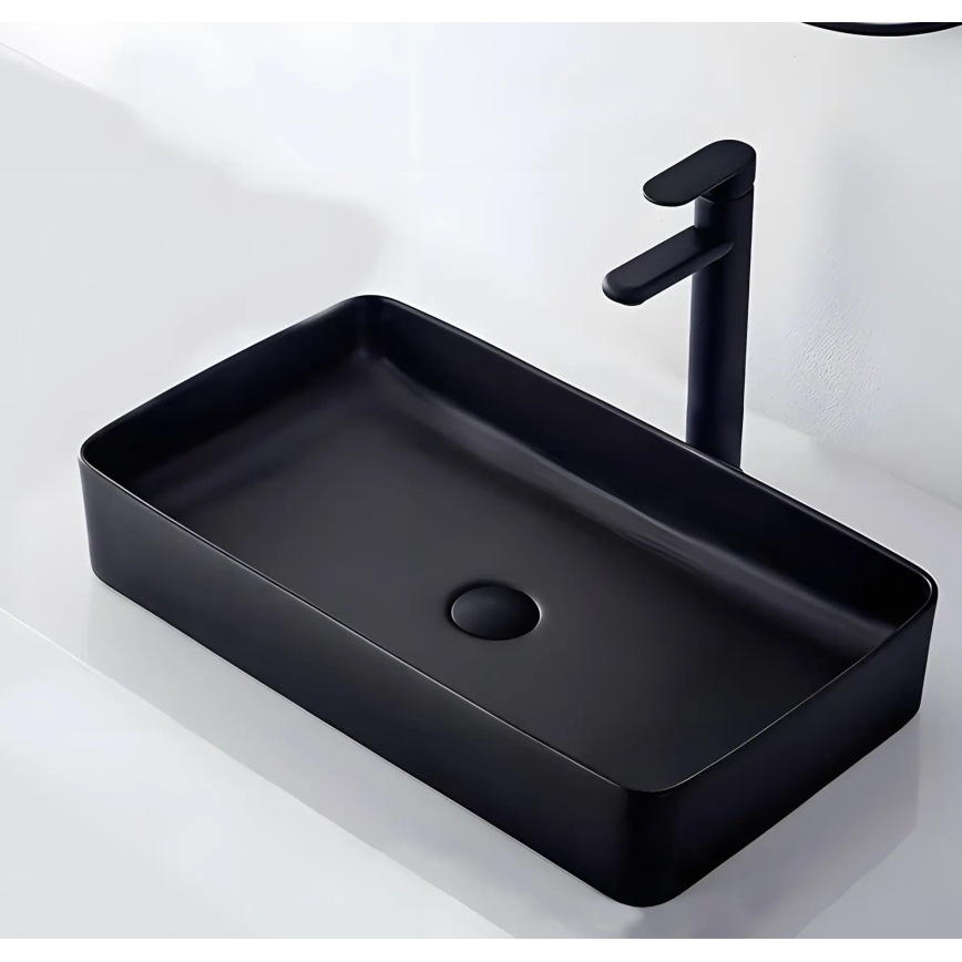 REA-U3690 - Επιτραπέζιος νιπτήρας DENIS 35x61 cm κεραμικός/ματ μαύρο