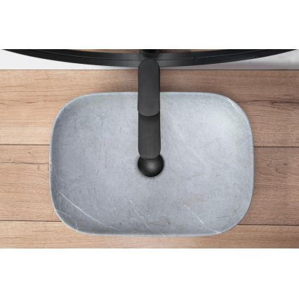 REA-U3801 - Επιτραπέζιος νιπτήρας LIVIA 33,5x46,5 cm κεραμικός/γκρι/απομίμηση πέτρας