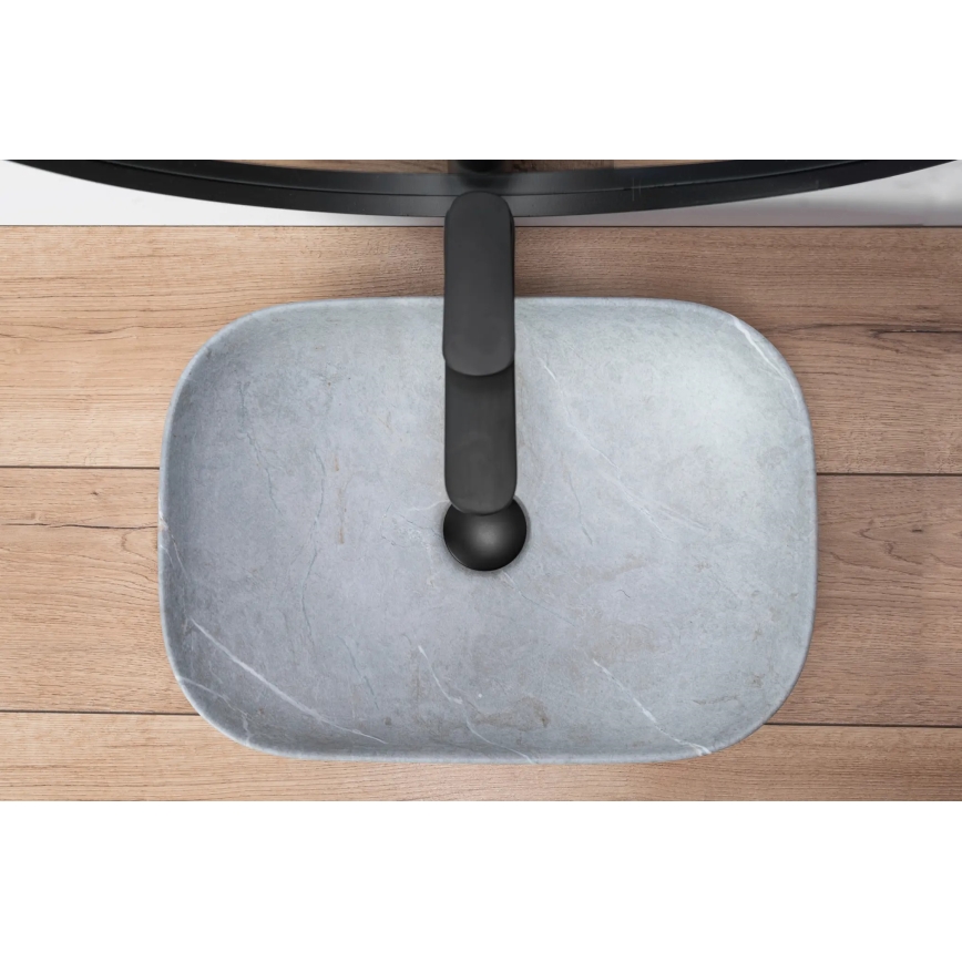 REA-U3801 - Επιτραπέζιος νιπτήρας LIVIA 33,5x46,5 cm κεραμικός/γκρι/απομίμηση πέτρας