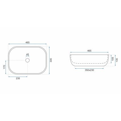 REA-U3801 - Επιτραπέζιος νιπτήρας LIVIA 33,5x46,5 cm κεραμικός/γκρι/απομίμηση πέτρας
