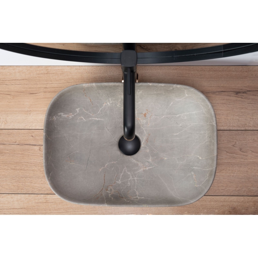 REA-U3802 - Νιπτήρας για πάγκο LIVIA 33,5x46,5 cm κεραμικός/γκρι/μαρμάρινο ντεκόρ