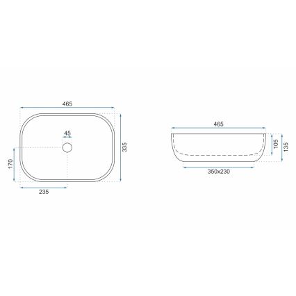 REA-U3802 - Νιπτήρας για πάγκο LIVIA 33,5x46,5 cm κεραμικός/γκρι/μαρμάρινο ντεκόρ
