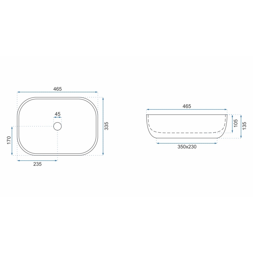 REA-U3802 - Νιπτήρας για πάγκο LIVIA 33,5x46,5 cm κεραμικός/γκρι/μαρμάρινο ντεκόρ