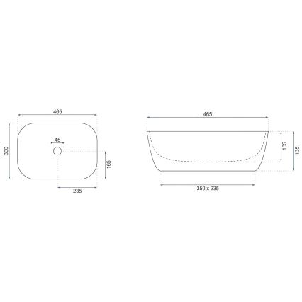 REA-U4000 - Επιτραπέζιος νιπτήρας BELINDA 33x46,5 cm κεραμικός/απομίμηση πέτρας