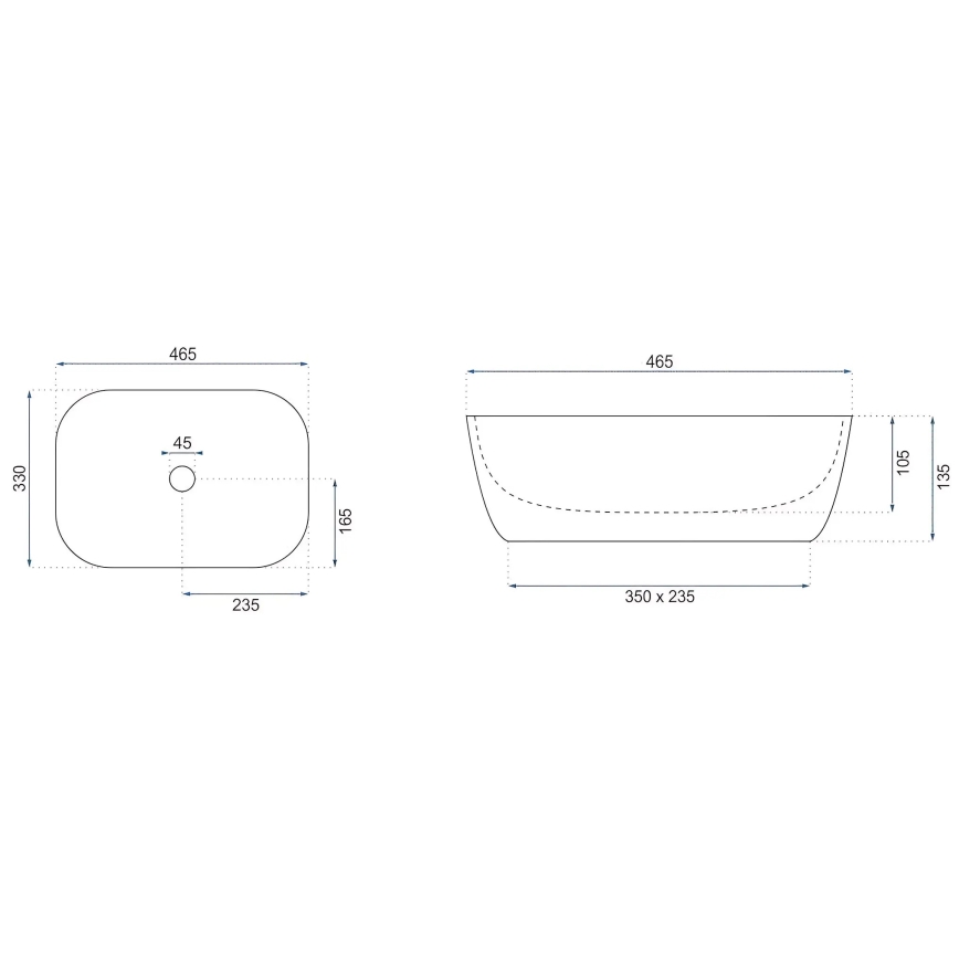 REA-U4000 - Επιτραπέζιος νιπτήρας BELINDA 33x46,5 cm κεραμικός/απομίμηση πέτρας