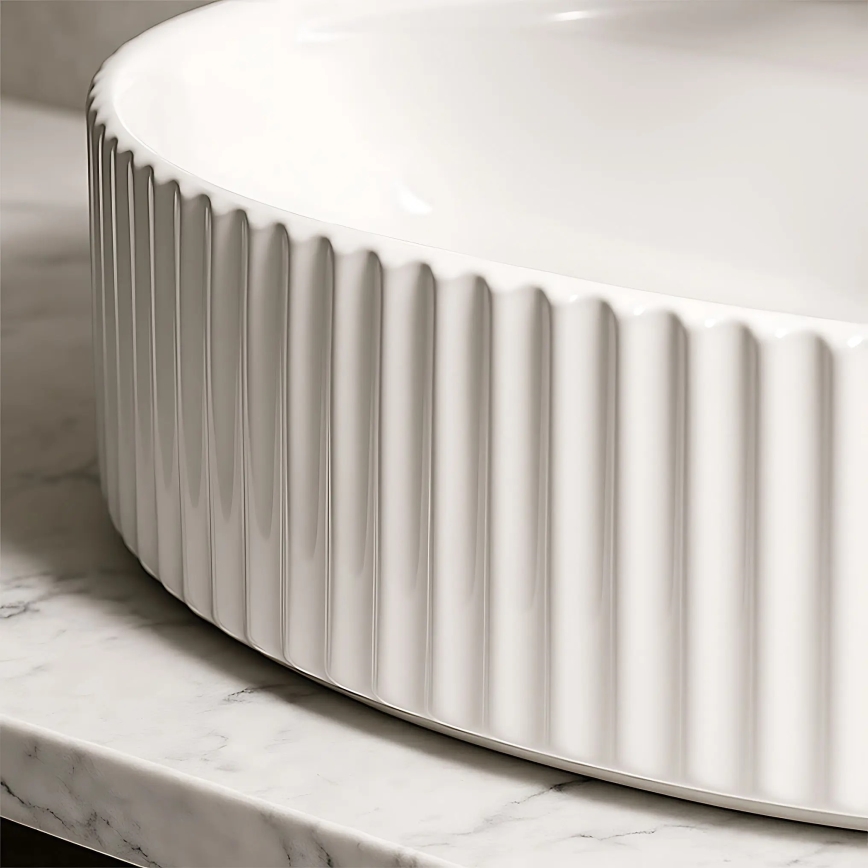 REA-U4002 - Νιπτήρας για πάγκο MARCELA 37x60 cm, κεραμικός, σε γυαλιστερό λευκό