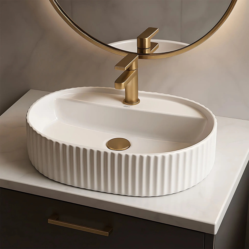 REA-U4003 - Νιπτήρας για πάγκο MARCELA 35,5x50 cm κεραμικός/γυαλιστερό λευκό