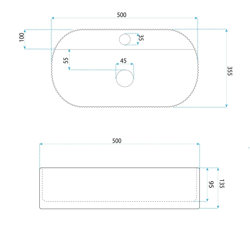 REA-U4003 - Νιπτήρας για πάγκο MARCELA 35,5x50 cm κεραμικός/γυαλιστερό λευκό