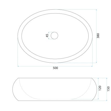 REA-U4332 - Επιτραπέζιος νιπτήρας MIKA 38x50 cm μπεζ/γκρι/απομίμηση πέτρας