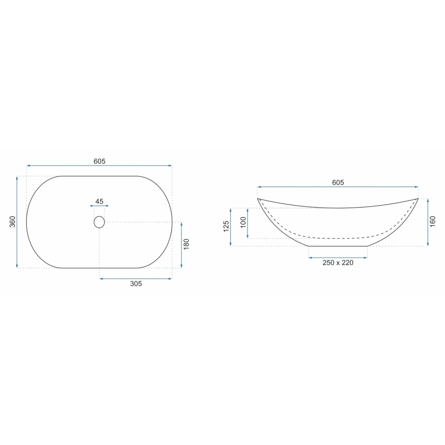 REA-U4545 - Επιτραπέζιος νιπτήρας ROYAL 36x60,5 cm κεραμικός/χρυσός