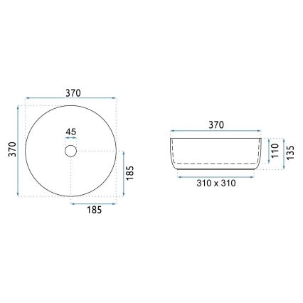 REA-U4566 - Επιτραπέζιος νιπτήρας SAMI Ø 37 εκ. κεραμικός / ματ πορτοκαλί