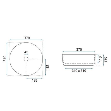 REA-U4567 - Νιπτήρας για πάγκο SAMI Ø 37 εκ., κεραμικός, ματ πράσινος