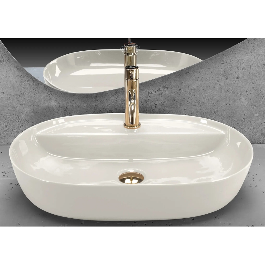 REA-U4589 - Επιτραπέζιος νιπτήρας AURA 41 x 61 εκ., κεραμικός, γυαλιστερό φινίρισμα σε κρεμ απόχρωση