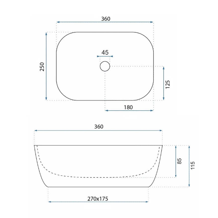 REA-U4700 - Επιτραπέζιος νιπτήρας BELINDA 25x36 cm κεραμικός/μπεζ/απομίμηση πέτρας