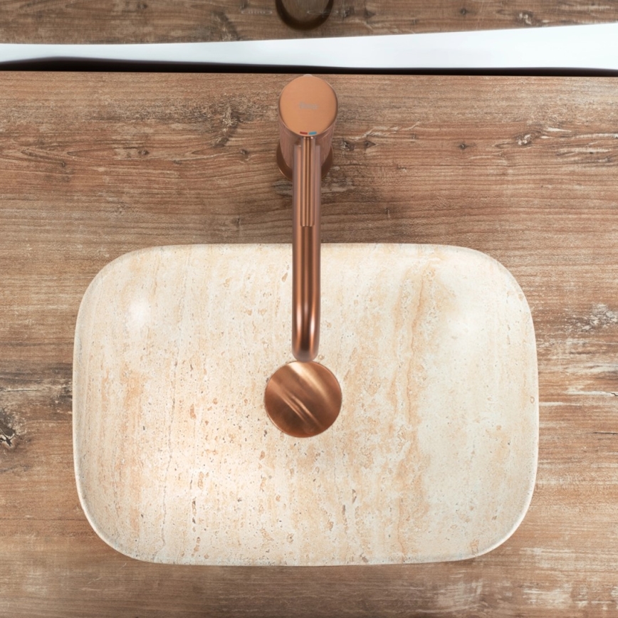 REA-U4700 - Επιτραπέζιος νιπτήρας BELINDA MINI 25x36 cm κεραμικός/μπεζ/απομίμηση πέτρας