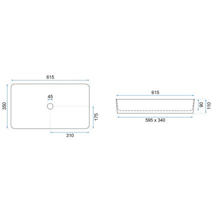 REA-U4800 - Επιτραπέζιος νιπτήρας DENIS 35x61,5 cm κεραμικός/γυαλιστερό λευκό