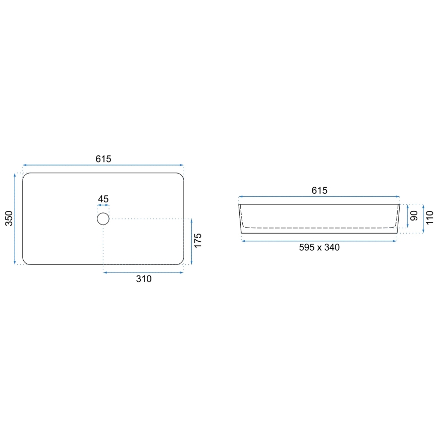 REA-U4800 - Επιτραπέζιος νιπτήρας DENIS 35x61,5 cm κεραμικός/γυαλιστερό λευκό