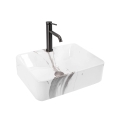 REA-U5052 - Νιπτήρας για τοποθέτηση πάνω σε πάγκο KELLY 38x49 cm, κεραμικός, λευκός με μαρμάρινη όψη