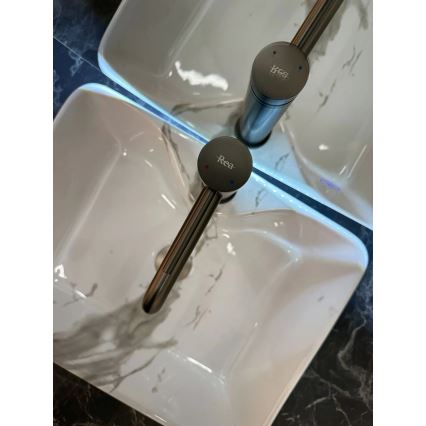 REA-U5052 - Νιπτήρας για τοποθέτηση πάνω σε πάγκο KELLY 38x49 cm, κεραμικός, λευκός με μαρμάρινη όψη