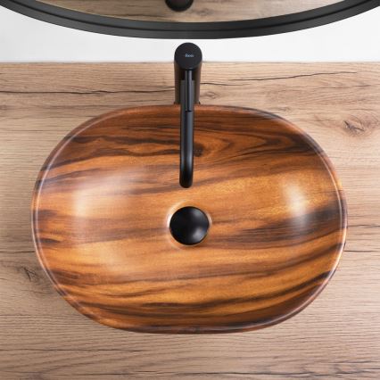 REA-U5060 - Επιτραπέζιος νιπτήρας AMELIA 34,5x48 cm κεραμικός/φινίρισμα ξύλου