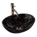 REA-U5611 - Επιτραπέζιος νιπτήρας SOFIA 34,5x41 cm κεραμικό/μαύρο/μαρμάρινο ντεκόρ