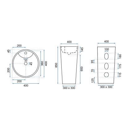 REA-U5635 - Επιδαπέδιος νιπτήρας BLANKA 85x40 cm κεραμικός/γυαλιστερό λευκό
