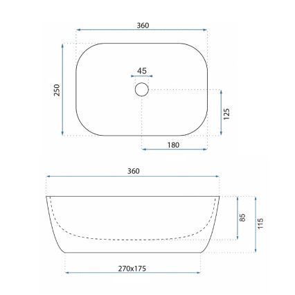 REA-U5667 - Επιτραπέζιος νιπτήρας BELINDA MINI 25x36 εκ. κεραμικός/γυαλιστερό λευκό
