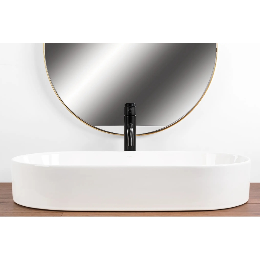 REA-U5801 - Επιτραπέζιος νιπτήρας NADIA 38,5x71 cm, κεραμικός σε γυαλιστερό λευκό