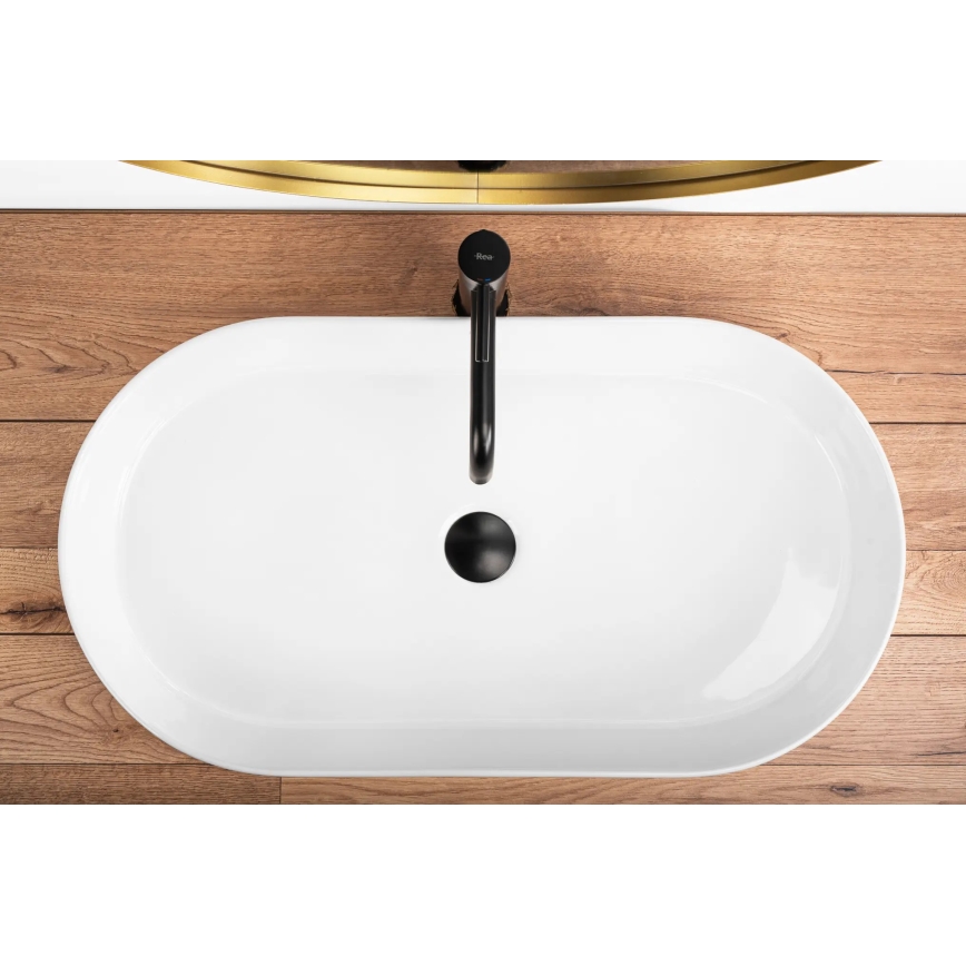 REA-U5801 - Επιτραπέζιος νιπτήρας NADIA 38,5x71 cm, κεραμικός σε γυαλιστερό λευκό