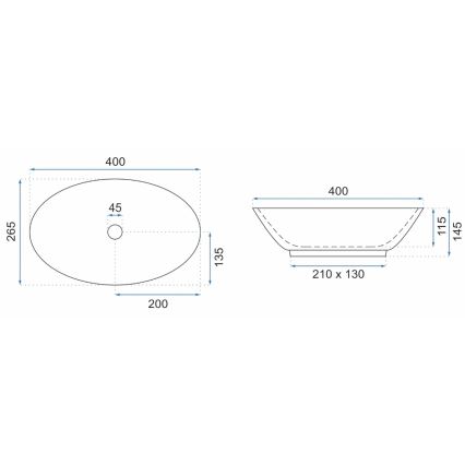 REA-U5804 - Επιτραπέζιος νιπτήρας PAMELA MINI 26,5x40 cm κεραμικός/γυαλιστερό λευκό