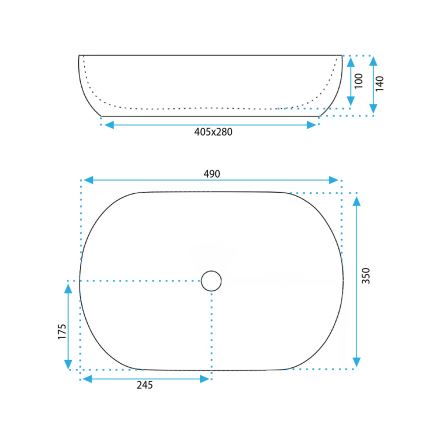 REA-U6022 - Επιτραπέζιος νιπτήρας LISA 35x49 cm, κεραμικός, γυαλιστερό λευκό