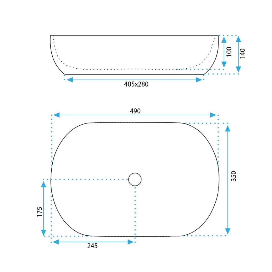 REA-U6022 - Επιτραπέζιος νιπτήρας LISA 35x49 cm, κεραμικός, γυαλιστερό λευκό