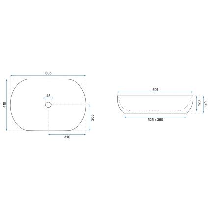 REA-U6211 - Νιπτήρας για τοποθέτηση πάνω σε πάγκο CLEO 41x60,5 cm κεραμικός/λευκός/χρυσός