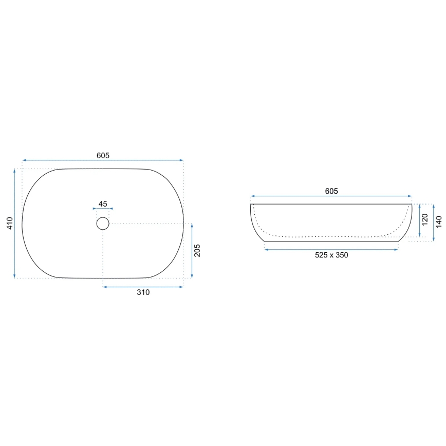 REA-U6211 - Νιπτήρας για τοποθέτηση πάνω σε πάγκο CLEO 41x60,5 cm κεραμικός/λευκός/χρυσός