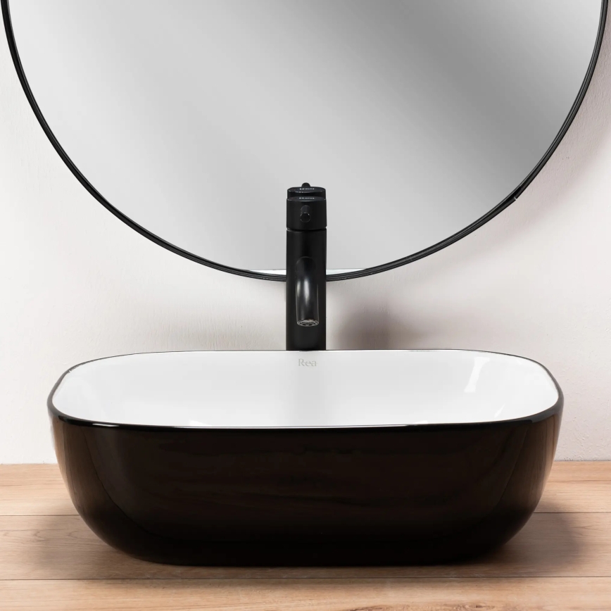 REA-U6332 - Επιτραπέζιος νιπτήρας BELINDA 33x46,5 cm κεραμικός/μαύρος/λευκός