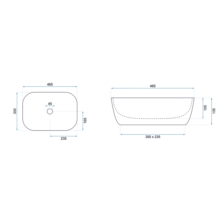 REA-U6332 - Επιτραπέζιος νιπτήρας BELINDA 33x46,5 cm κεραμικός/μαύρος/λευκός