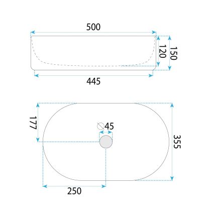 REA-U6366 - Επιτραπέζιος νιπτήρας OKTAWIA 35,5x50 cm κεραμικό/λευκό