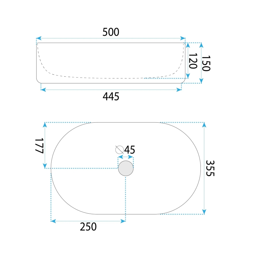 REA-U6366 - Επιτραπέζιος νιπτήρας OKTAWIA 35,5x50 cm κεραμικό/λευκό
