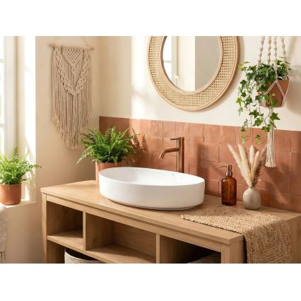 REA-U6371 - Επιτραπέζιος νιπτήρας JOANA 40,5x65,5 cm κεραμικός/γυαλιστερό λευκό