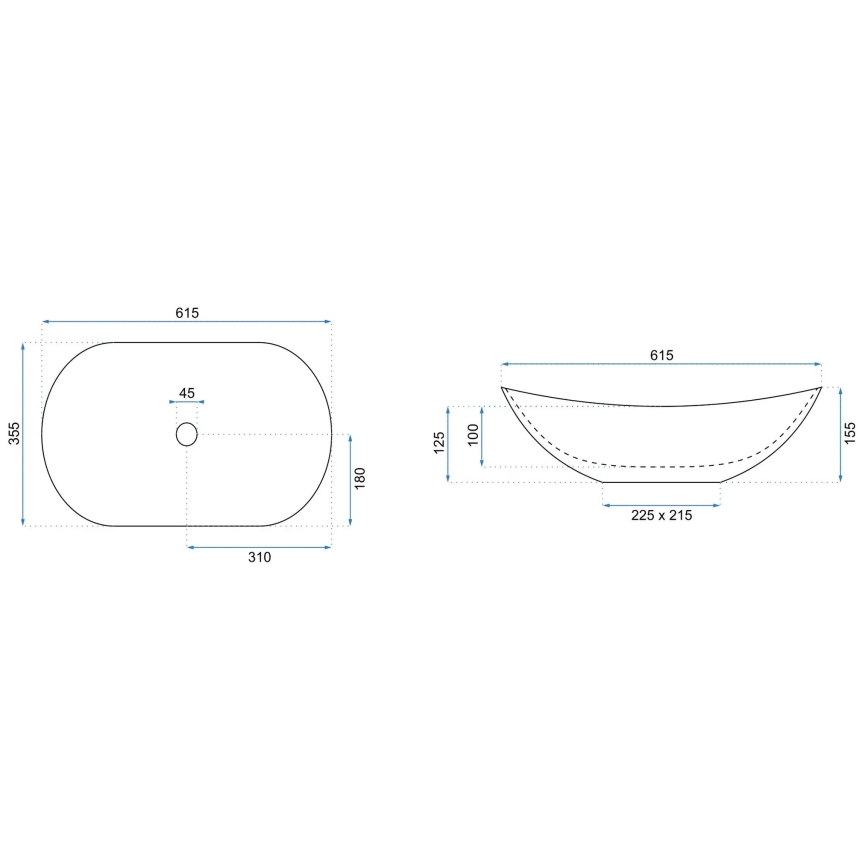 REA-U6372 - Νιπτήρας επιτραπέζιος ROYAL 35,5x61,5 cm κεραμικός/ελιά