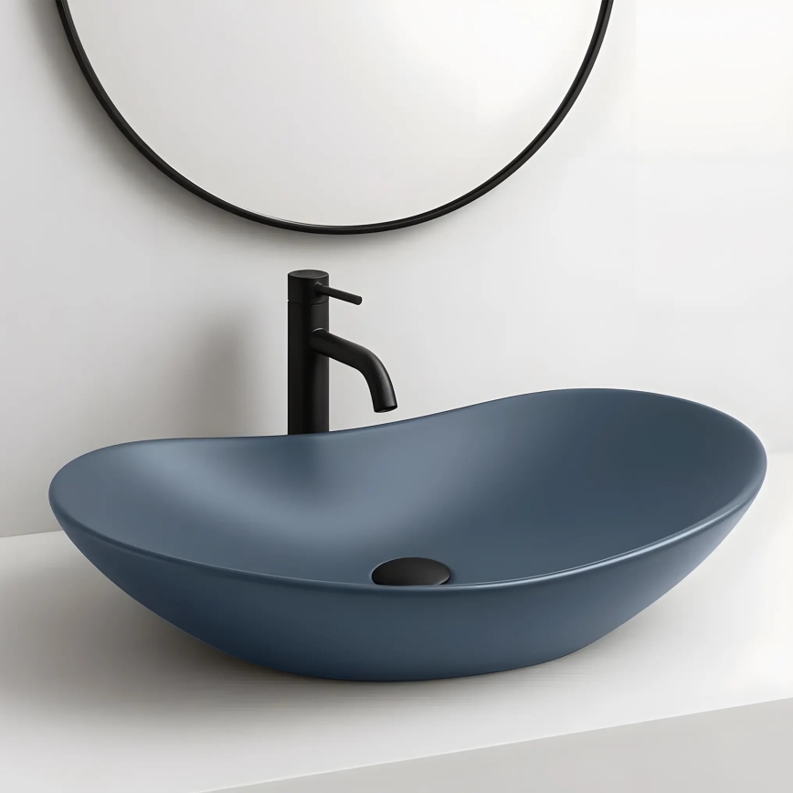 REA-U6373 - Επιτραπέζιος νιπτήρας ROYAL 35,5x61,5 cm κεραμικός/μπλε