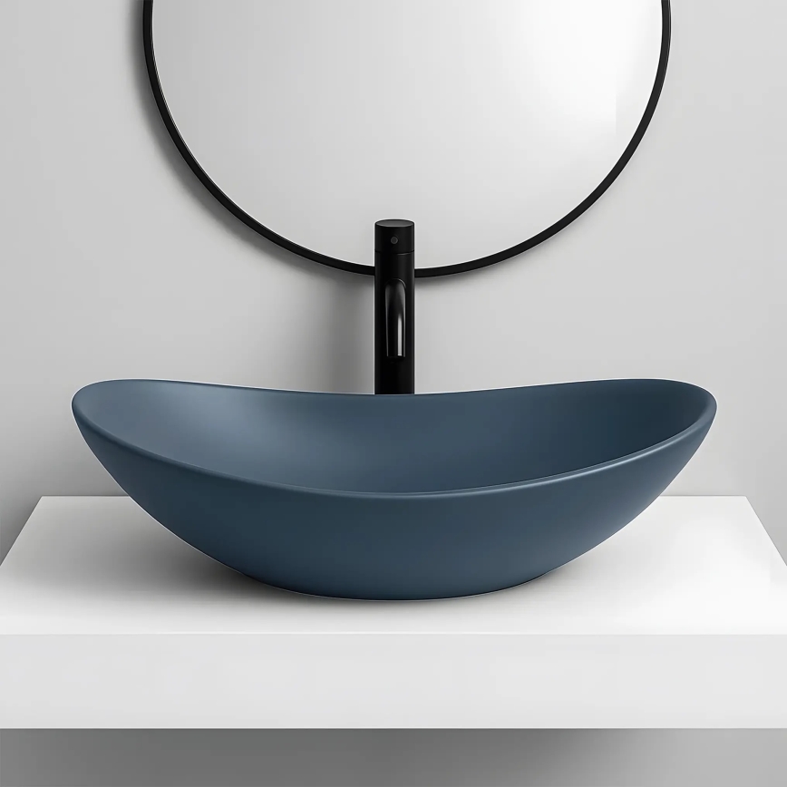 REA-U6373 - Επιτραπέζιος νιπτήρας ROYAL 35,5x61,5 cm κεραμικός/μπλε