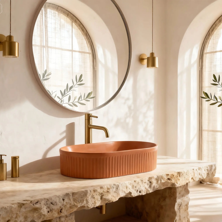 REA-U6377 - Επιτραπέζιος νιπτήρας VANDA 31x49 cm κεραμικός/πορτοκαλί