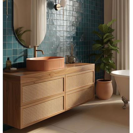 REA-U6377 - Επιτραπέζιος νιπτήρας VANDA 31x49 cm κεραμικός/πορτοκαλί