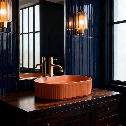 REA-U6377 - Επιτραπέζιος νιπτήρας VANDA 31x49 cm κεραμικός/πορτοκαλί