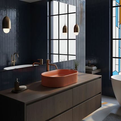 REA-U6377 - Επιτραπέζιος νιπτήρας VANDA 31x49 cm κεραμικός/πορτοκαλί