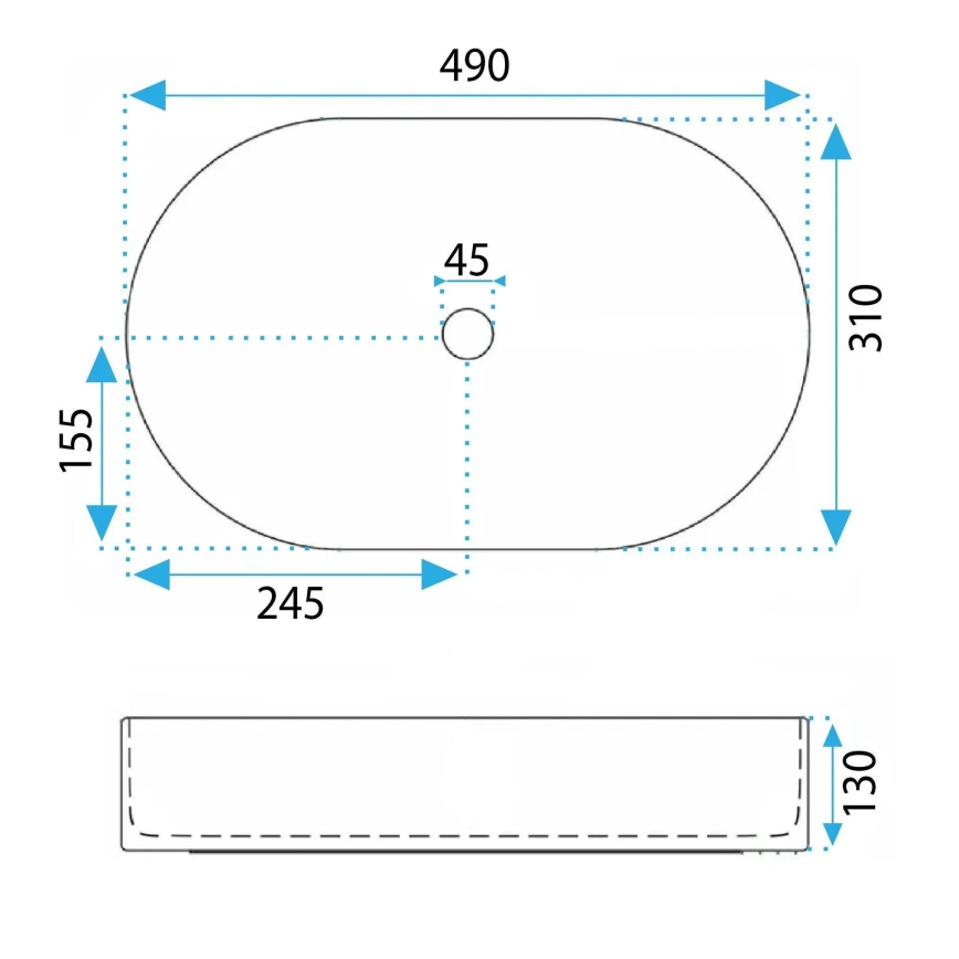 REA-U6377 - Επιτραπέζιος νιπτήρας VANDA 31x49 cm κεραμικός/πορτοκαλί
